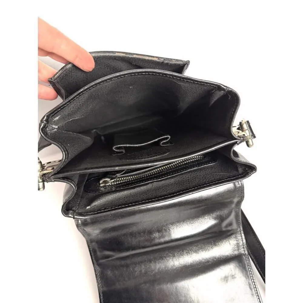 L.A.P.A. Florence Black Leather Vertical Briefcase  Italy Combination Lock
